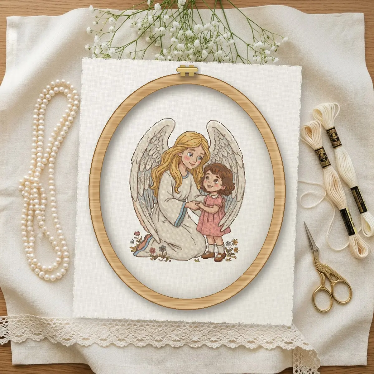 Free Guardian Angel and Child Cross Stitch Pattern (PDF)