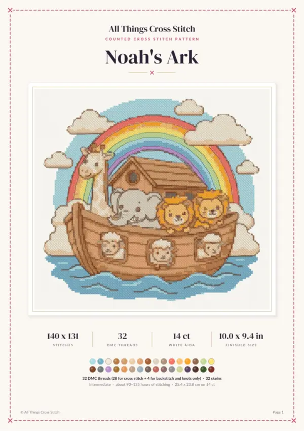 Free Noah's Ark Cross Stitch Pattern (PDF)