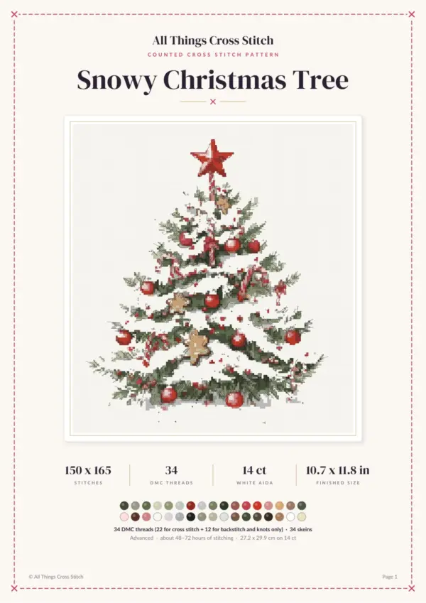 Snowy Pattern Paper Free Snowy Christmas Tree Cross Stitch Pattern (PDF)